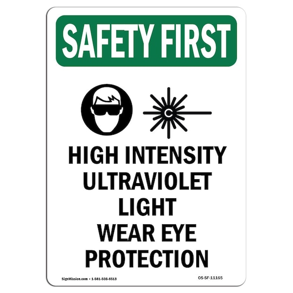 OSHA, 24" Height, Decal, 24" x 18", Portrait, High Intensity Ultraviolet With Symbol, Made in USA